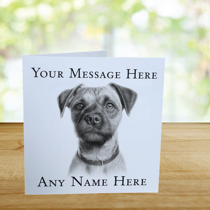 Personalised Border Terrier Dog Card - Custom Hand Drawn Sketched Dog Art