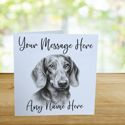 Personalised Daschund Dog Card - Custom Hand Drawn Sketched Dog Art