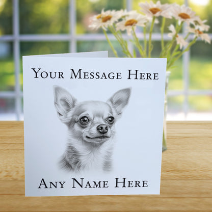 Personalised Chihuahua Dog Card - Custom Hand Drawn Sketched Dog Art