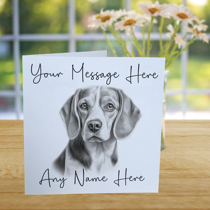 Personalised Beagle Dog Card - Custom Hand Drawn Sketched Dog Art