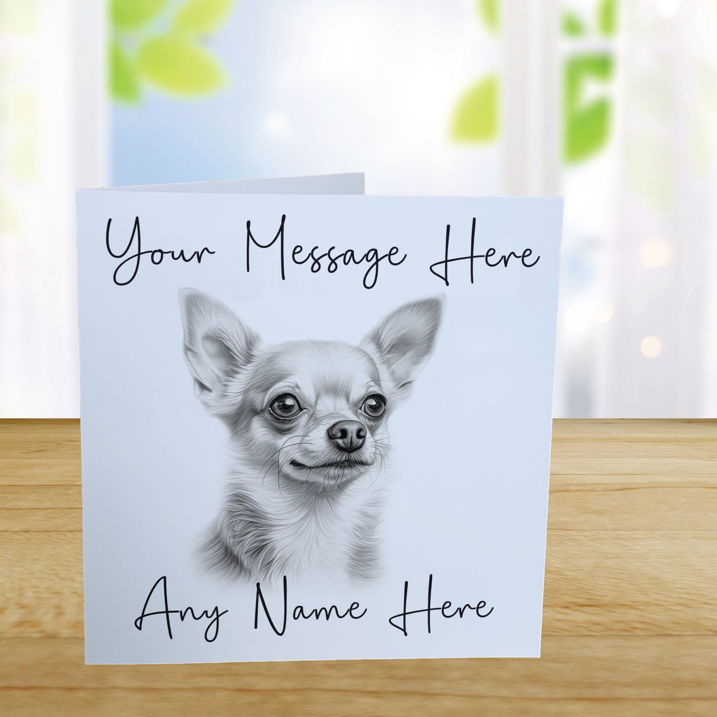 Personalised Chihuahua Dog Card - Custom Hand Drawn Sketched Dog Art