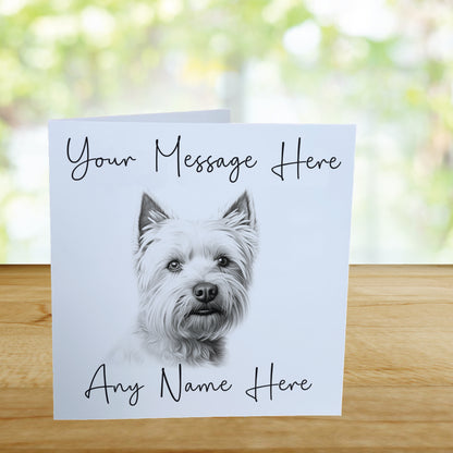 Personalised West Highland Terrier Dog Card - Custom Hand Drawn Sketched Dog Art