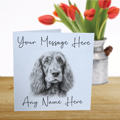 Personalised Cocker Spaniel Dog Card - Custom Hand Drawn Sketched Dog Art