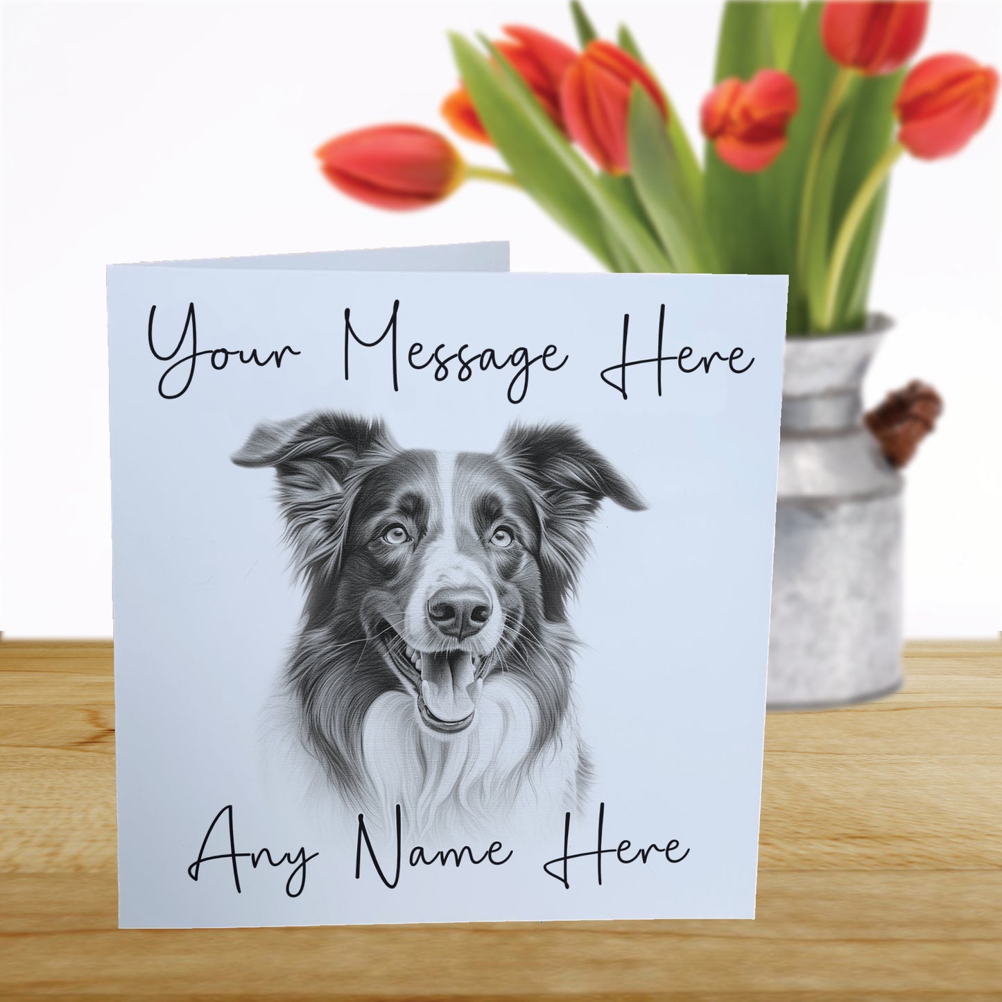 Personalised Border Collie Dog Card - Custom Hand Drawn Sketched Dog Art