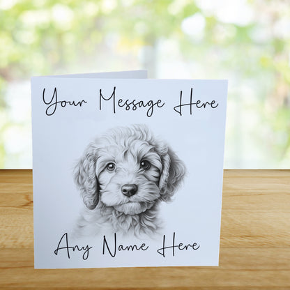 Personalised Cockerpoo Dog Card - Custom Hand Drawn Sketched Dog Art