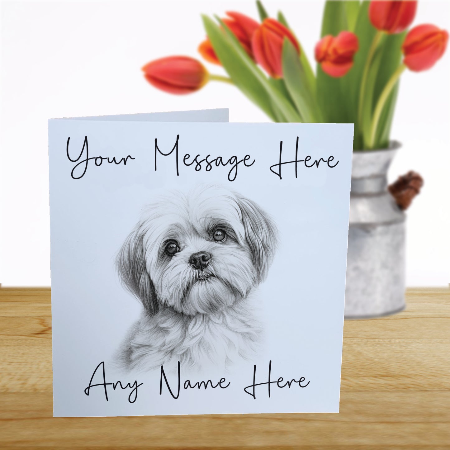 Personalised Shih Tzu Dog Card - Custom Hand Drawn Sketched Dog Art