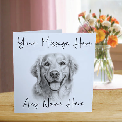 Personalised Golden Retriever Dog Card - Custom Hand Drawn Sketched Dog Art