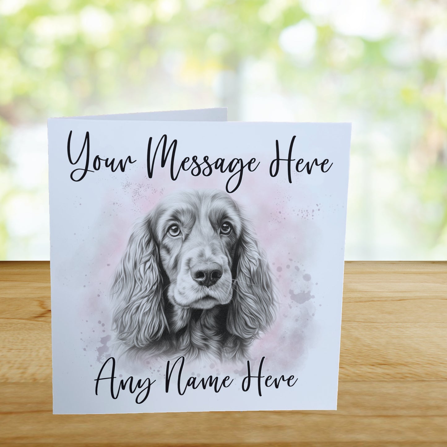 Personalised Cocker Spaniel Dog Card - Custom Hand Drawn Sketched Dog Art