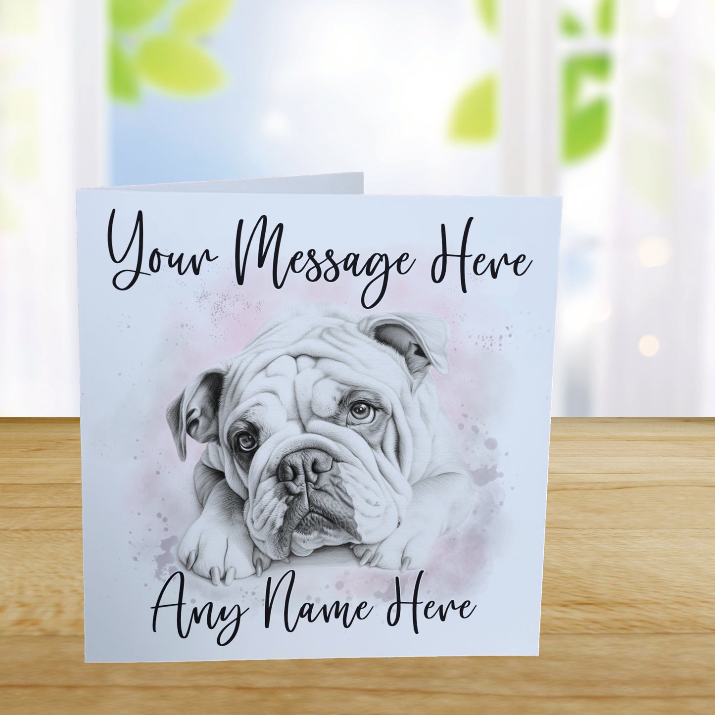 Personalised English Bulldog Card - Custom Hand Drawn Sketched Dog Art