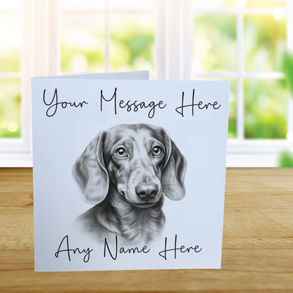 Personalised Daschund Dog Card - Custom Hand Drawn Sketched Dog Art