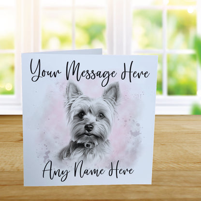 Personalised Yorkshire Terrier Dog Card - Custom Hand Drawn Sketched Dog Art