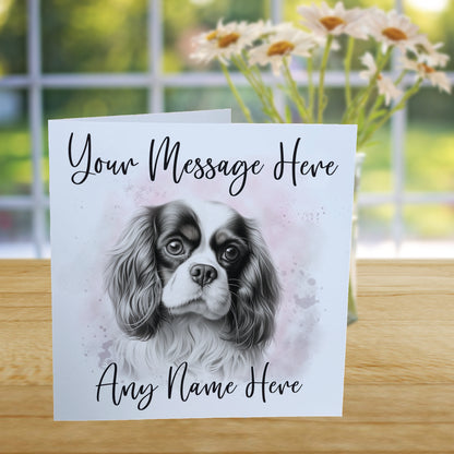 Personalised King Charles Cavalier Dog Card - Custom Hand Drawn Sketched Dog Art