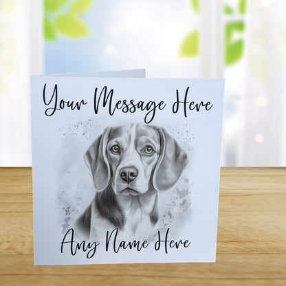 Personalised Beagle Dog Card - Custom Hand Drawn Sketched Dog Art