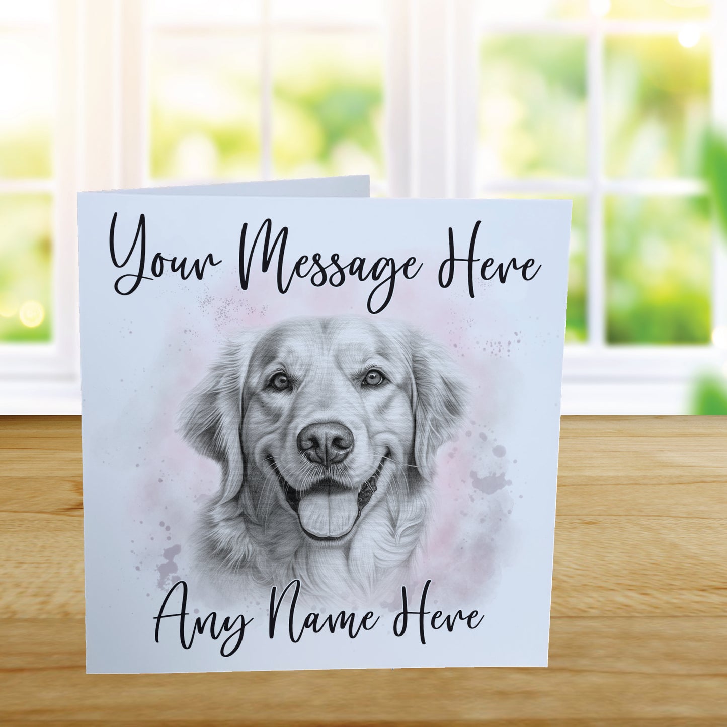 Personalised Golden Retriever Dog Card - Custom Hand Drawn Sketched Dog Art