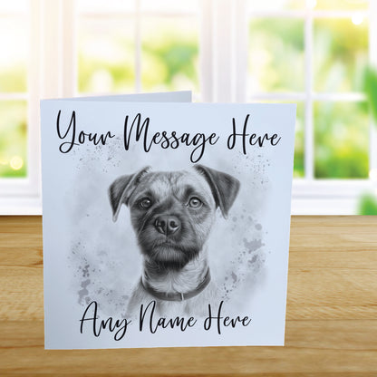 Personalised Border Terrier Dog Card - Custom Hand Drawn Sketched Dog Art