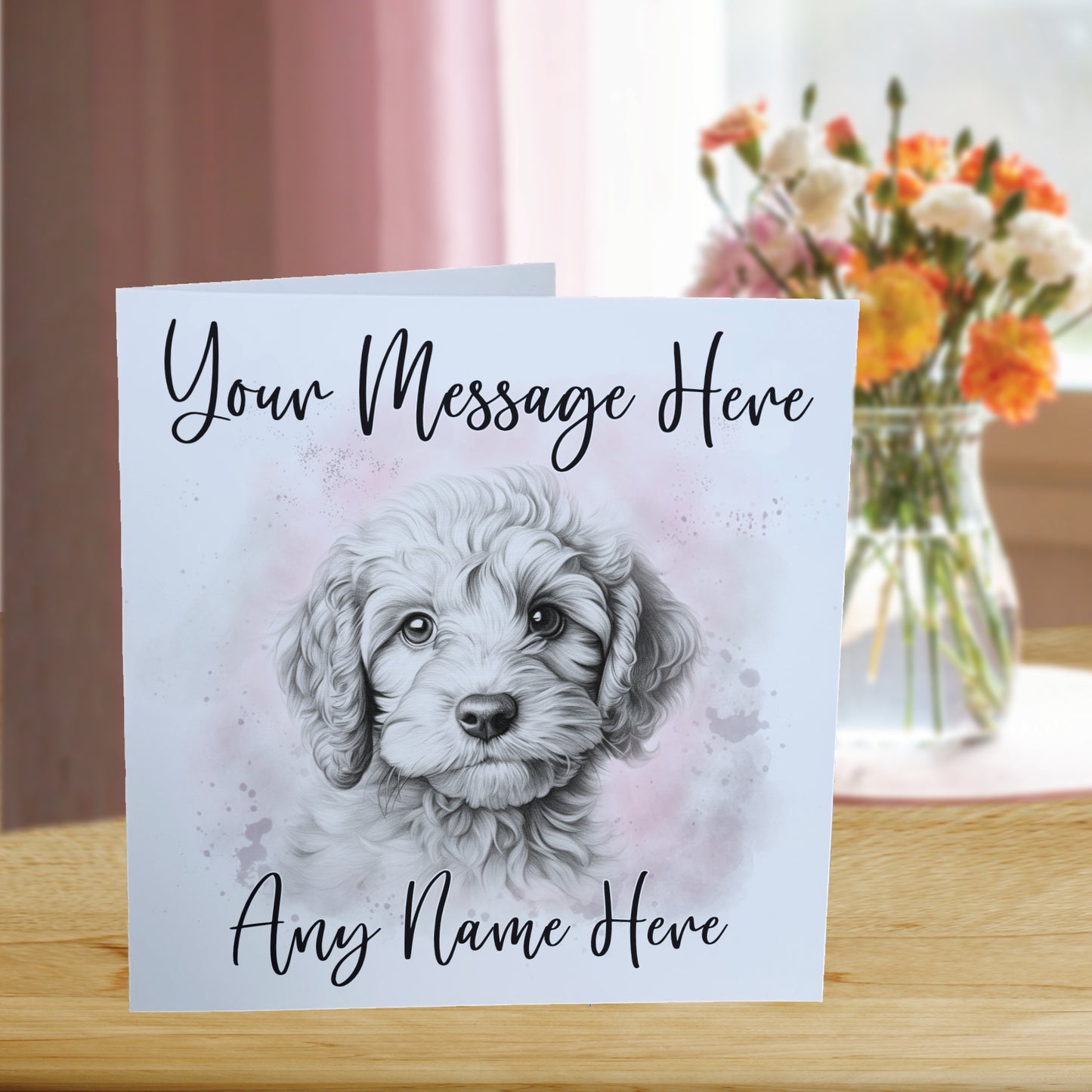 Personalised Cockerpoo Dog Card - Custom Hand Drawn Sketched Dog Art