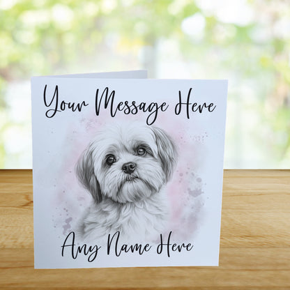 Personalised Shih Tzu Dog Card - Custom Hand Drawn Sketched Dog Art