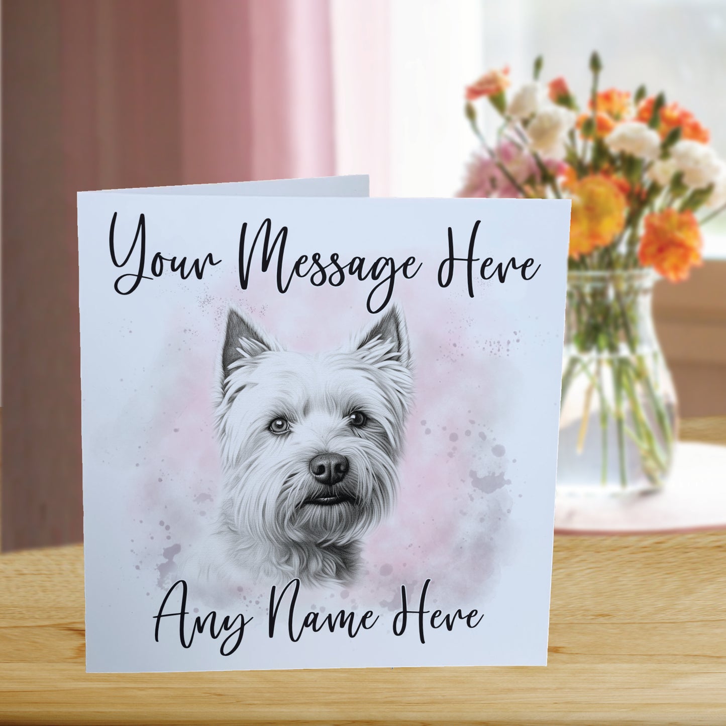 Personalised West Highland Terrier Dog Card - Custom Hand Drawn Sketched Dog Art