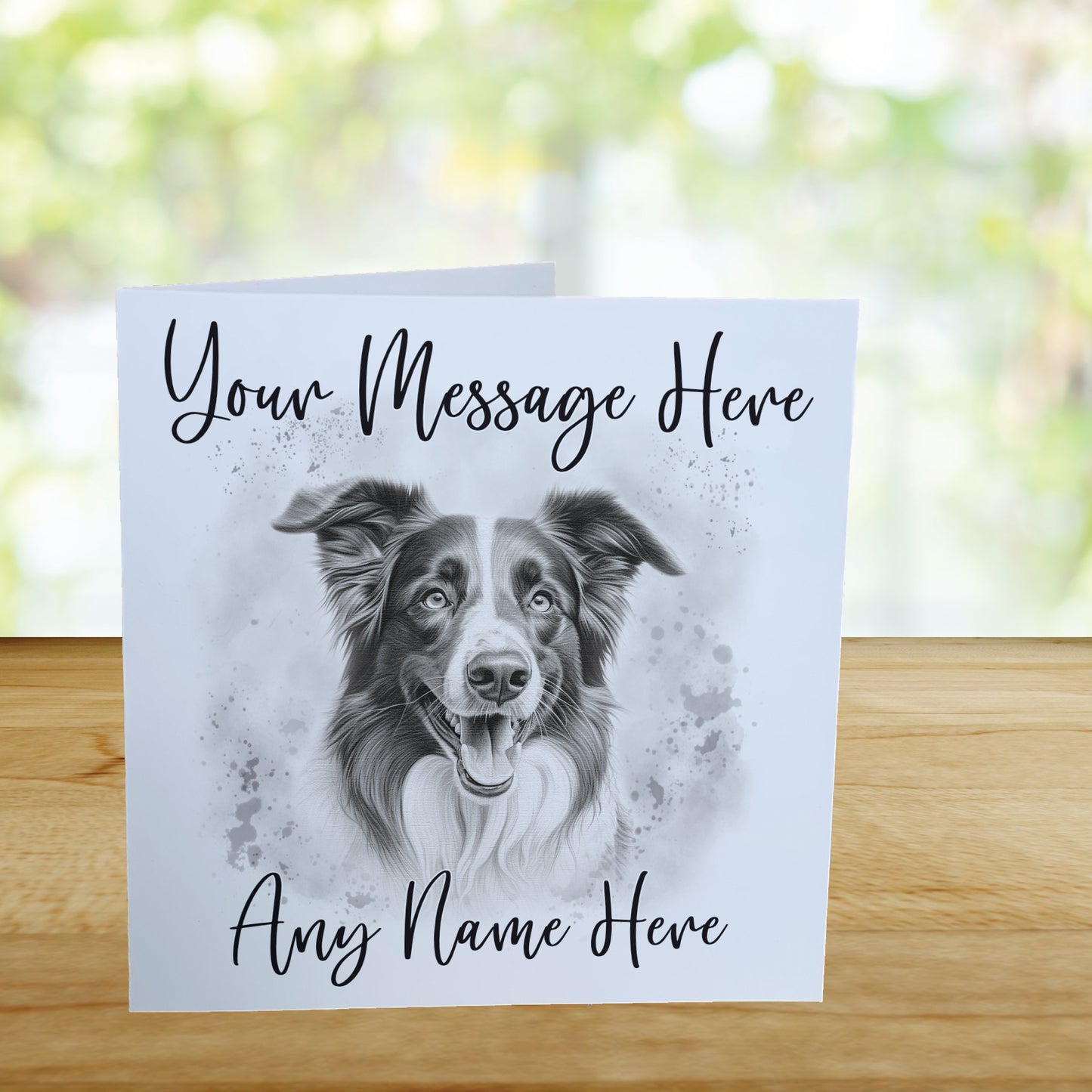 Personalised Border Collie Dog Card - Custom Hand Drawn Sketched Dog Art