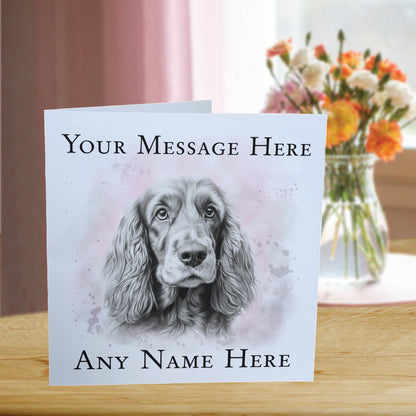 Personalised Cocker Spaniel Dog Card - Custom Hand Drawn Sketched Dog Art