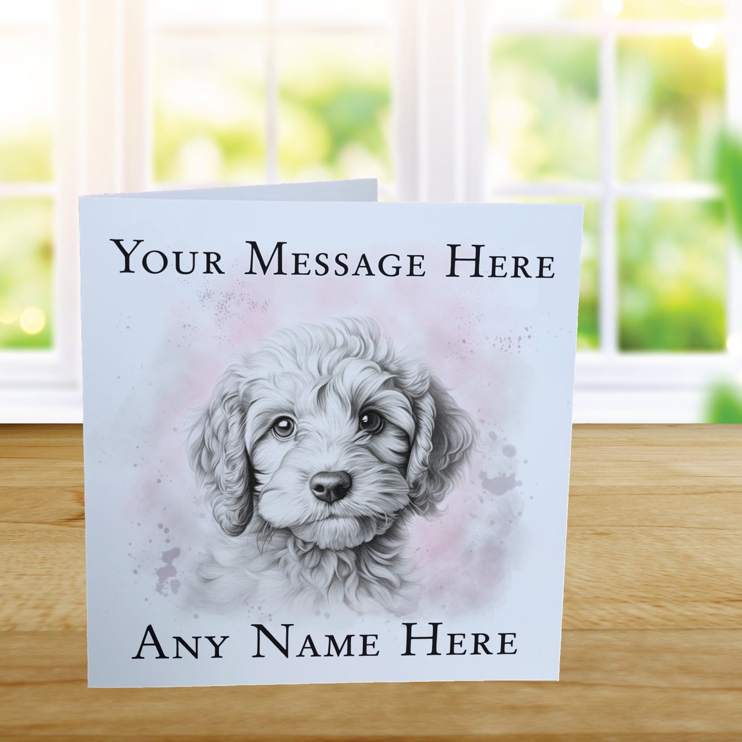 Personalised Cockerpoo Dog Card - Custom Hand Drawn Sketched Dog Art