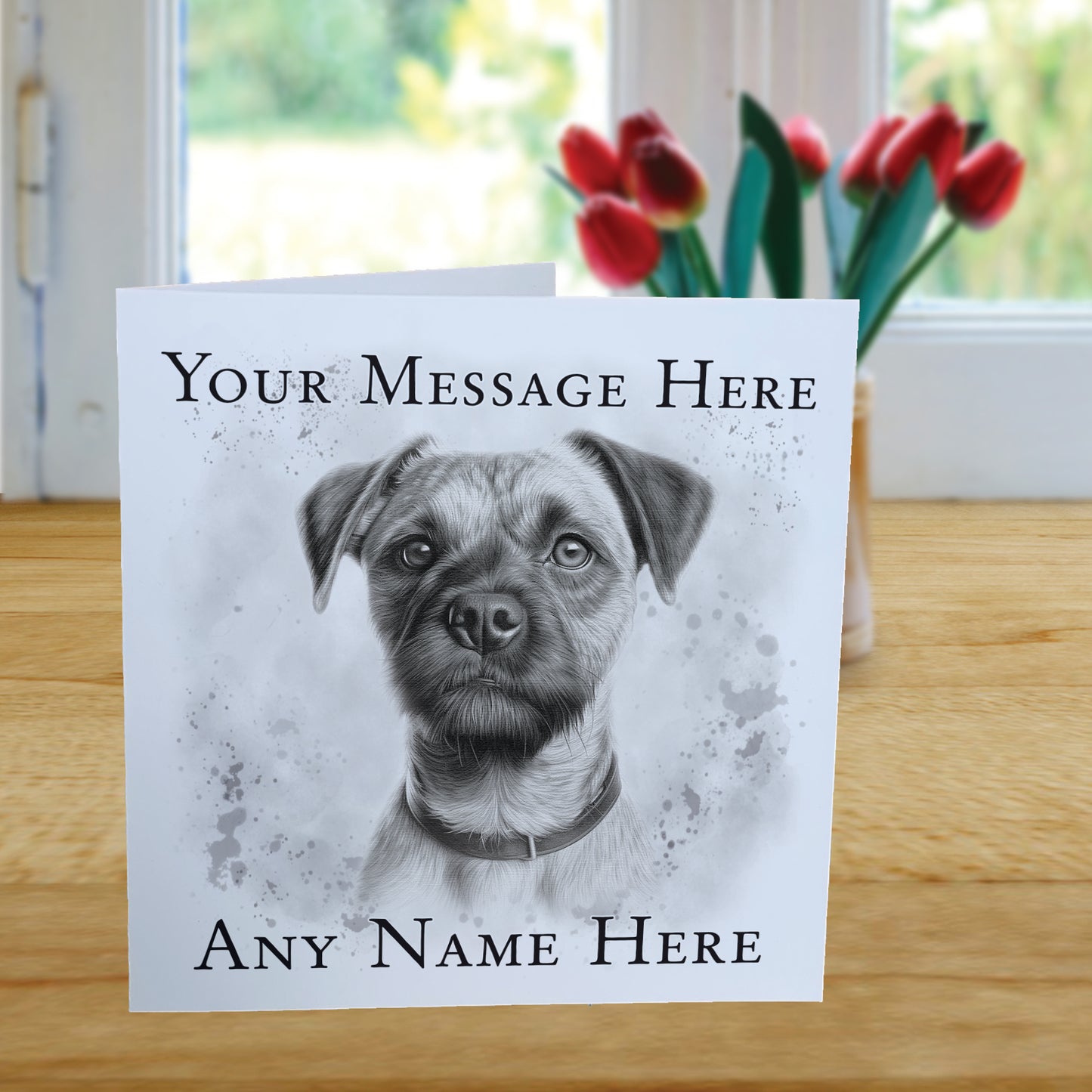 Personalised Border Terrier Dog Card - Custom Hand Drawn Sketched Dog Art