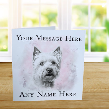 Personalised West Highland Terrier Dog Card - Custom Hand Drawn Sketched Dog Art