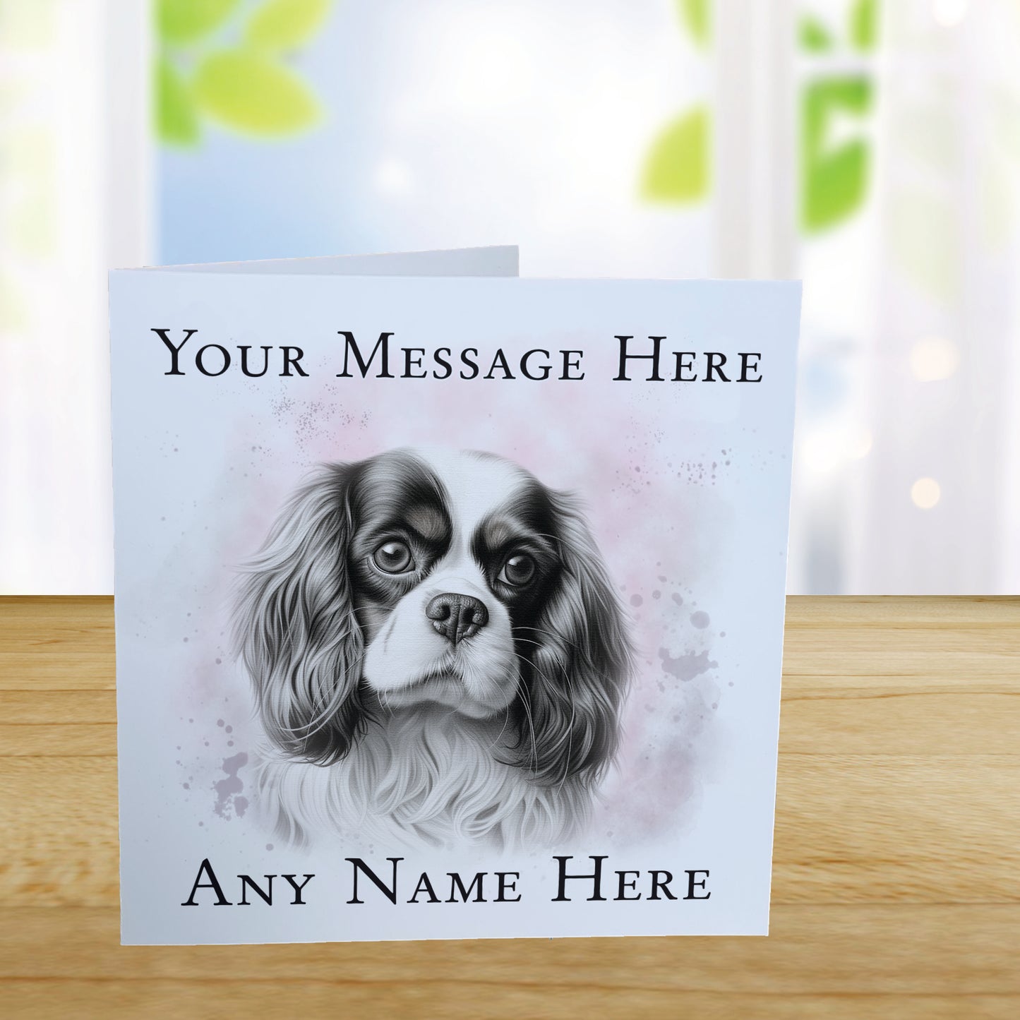 Personalised King Charles Cavalier Dog Card - Custom Hand Drawn Sketched Dog Art