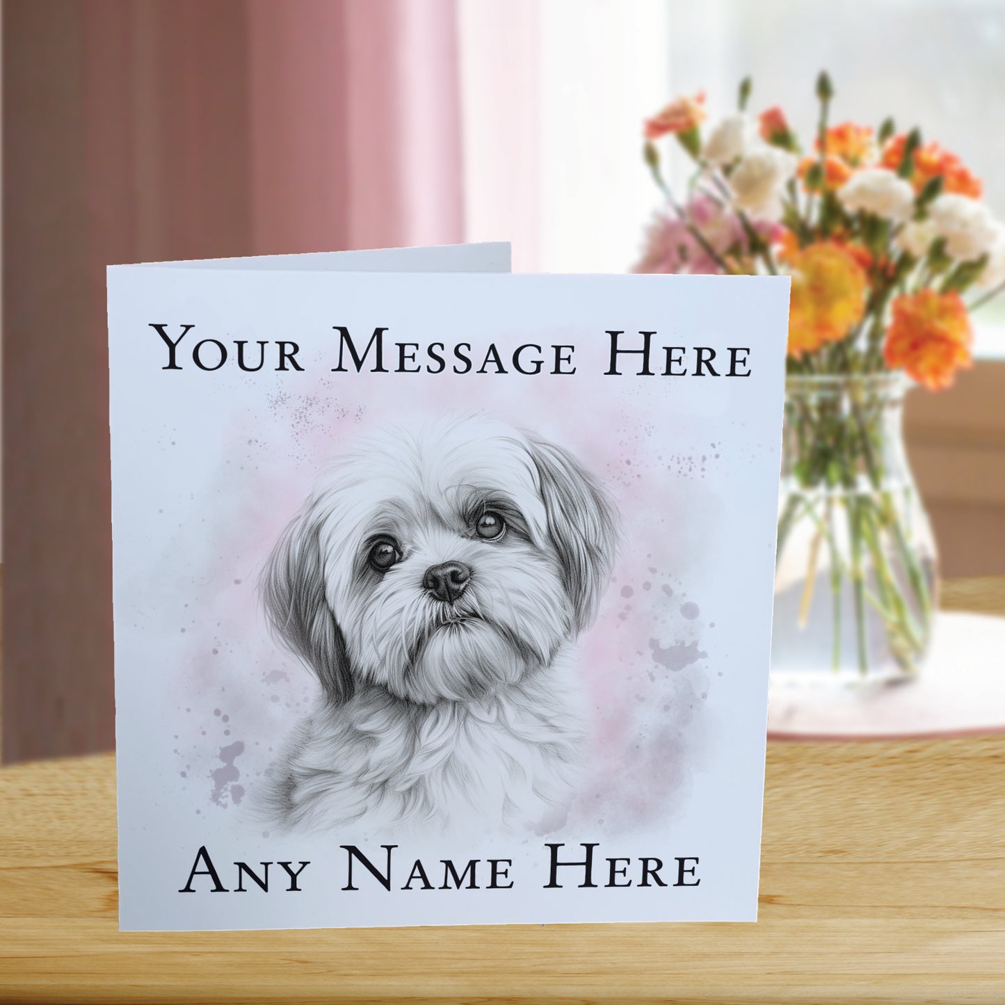 Personalised Shih Tzu Dog Card - Custom Hand Drawn Sketched Dog Art