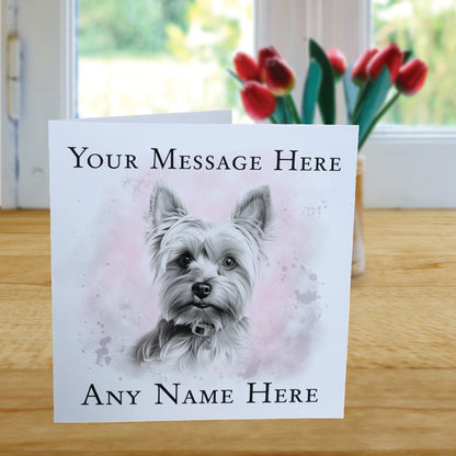 Personalised Yorkshire Terrier Dog Card - Custom Hand Drawn Sketched Dog Art