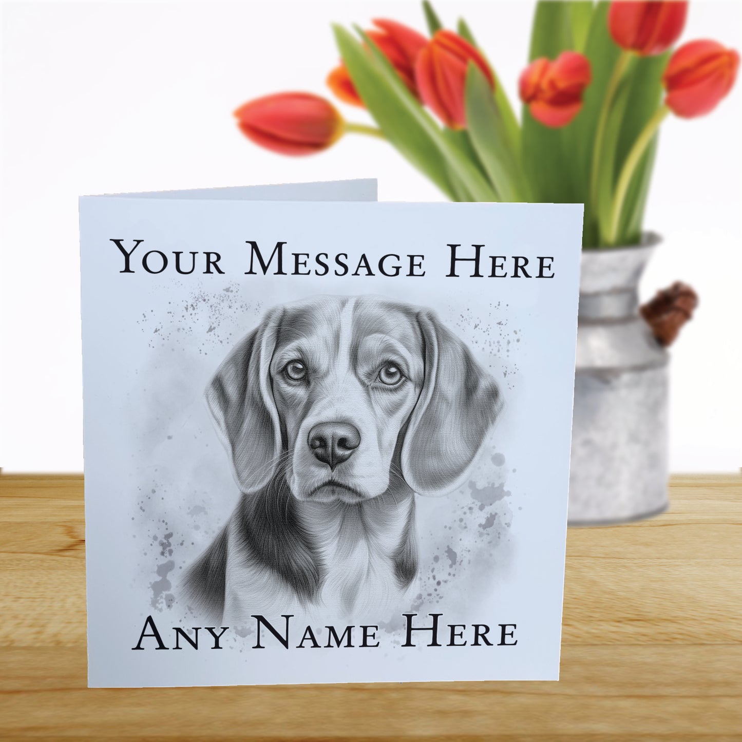 Personalised Beagle Dog Card - Custom Hand Drawn Sketched Dog Art