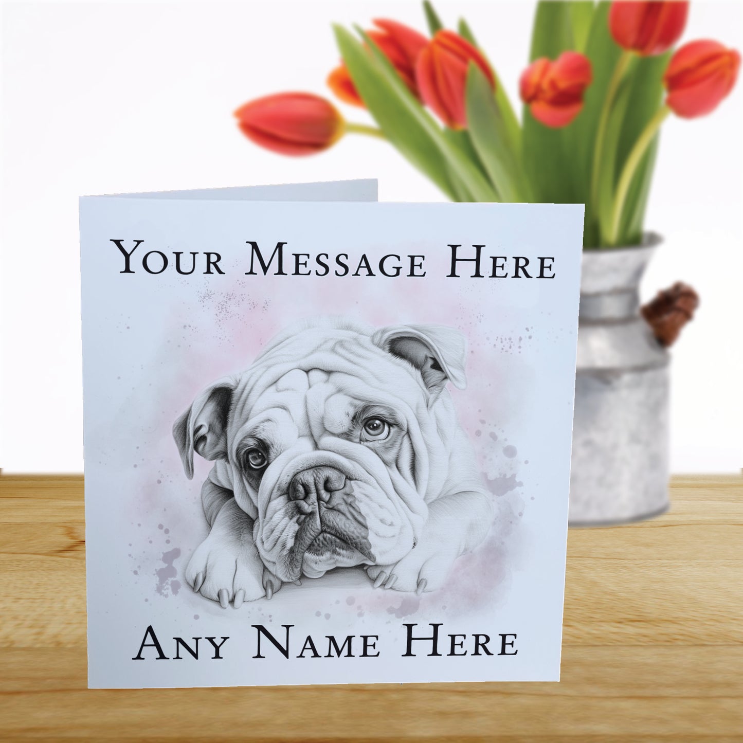 Personalised English Bulldog Card - Custom Hand Drawn Sketched Dog Art