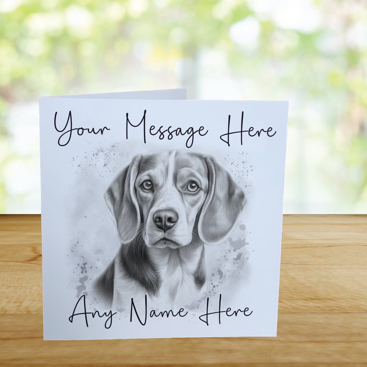 Personalised Beagle Dog Card - Custom Hand Drawn Sketched Dog Art