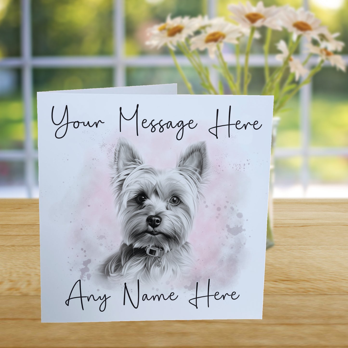 Personalised Yorkshire Terrier Dog Card - Custom Hand Drawn Sketched Dog Art