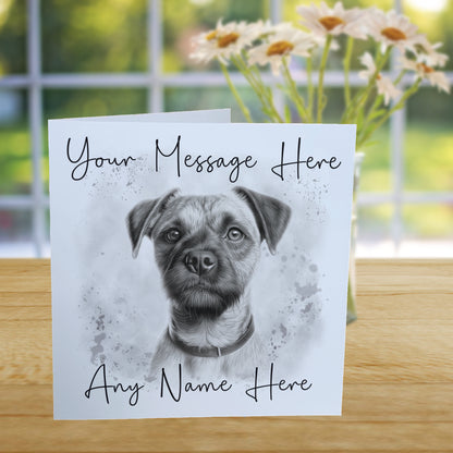 Personalised Border Terrier Dog Card - Custom Hand Drawn Sketched Dog Art