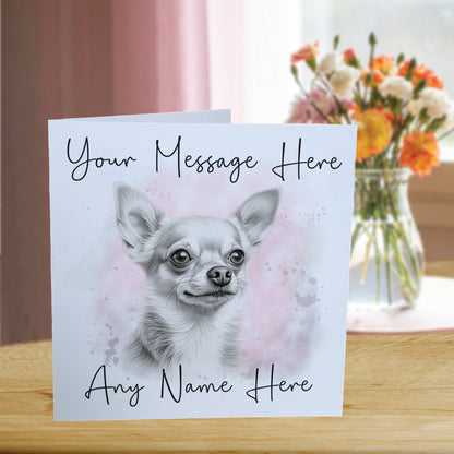 Personalised Chihuahua Dog Card - Custom Hand Drawn Sketched Dog Art