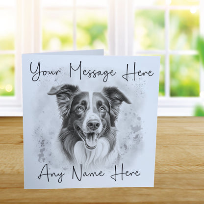 Personalised Border Collie Dog Card - Custom Hand Drawn Sketched Dog Art