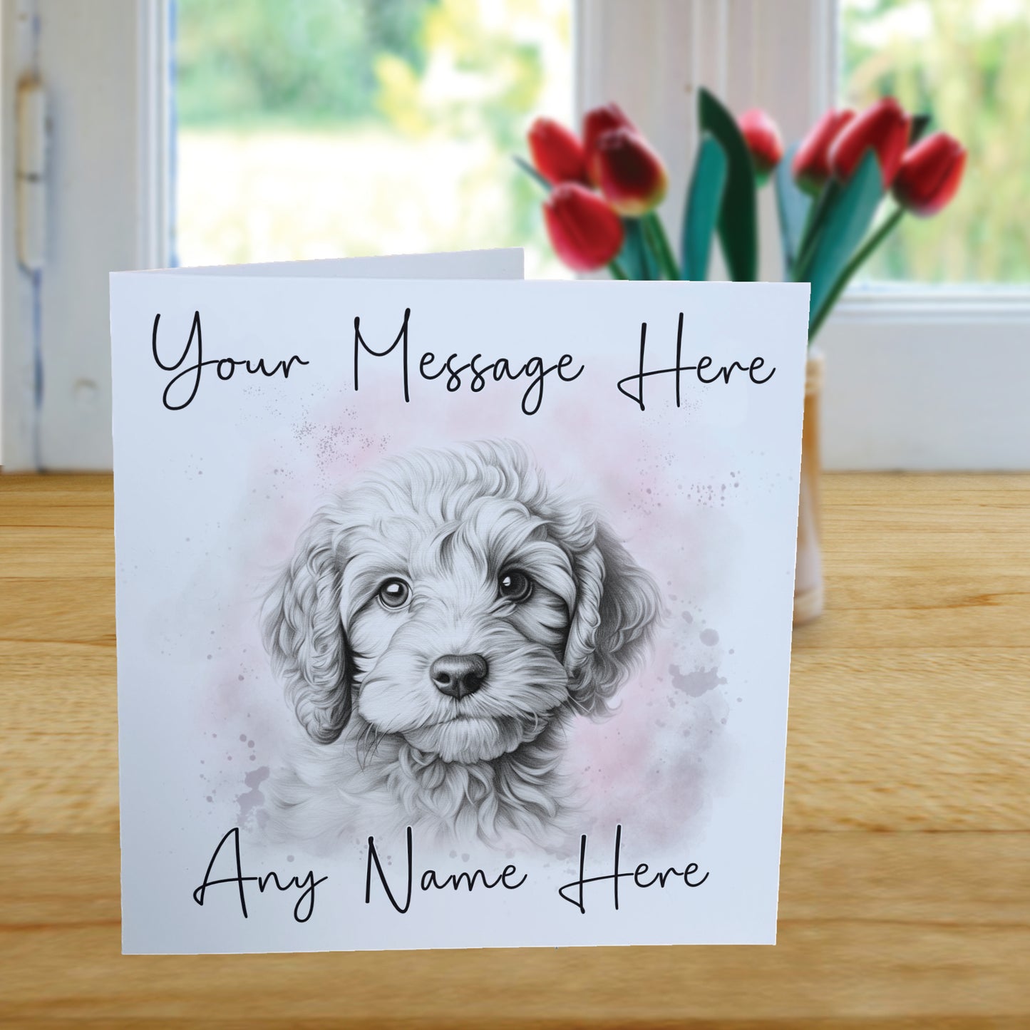 Personalised Cockerpoo Dog Card - Custom Hand Drawn Sketched Dog Art