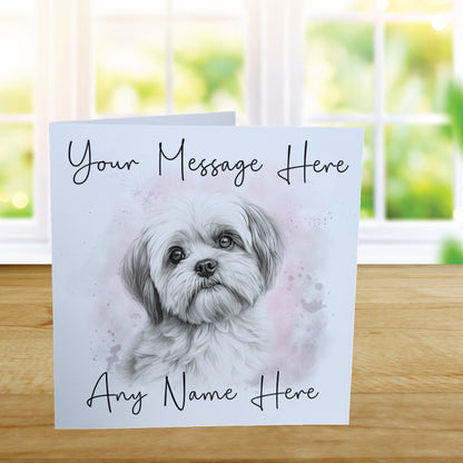 Personalised Shih Tzu Dog Card - Custom Hand Drawn Sketched Dog Art