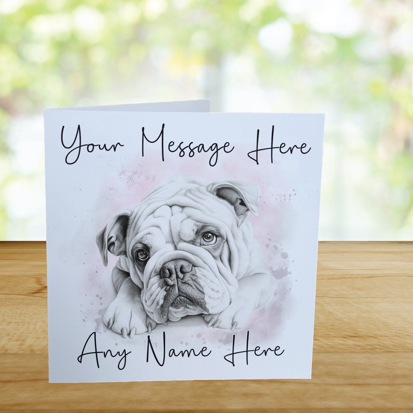 Personalised English Bulldog Card - Custom Hand Drawn Sketched Dog Art