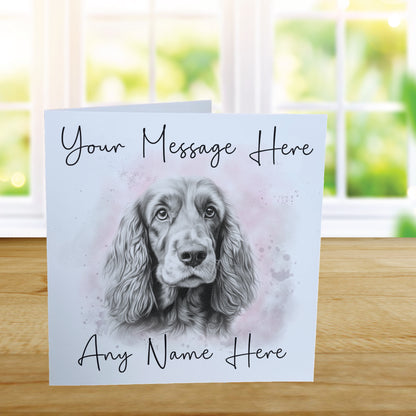 Personalised Cocker Spaniel Dog Card - Custom Hand Drawn Sketched Dog Art