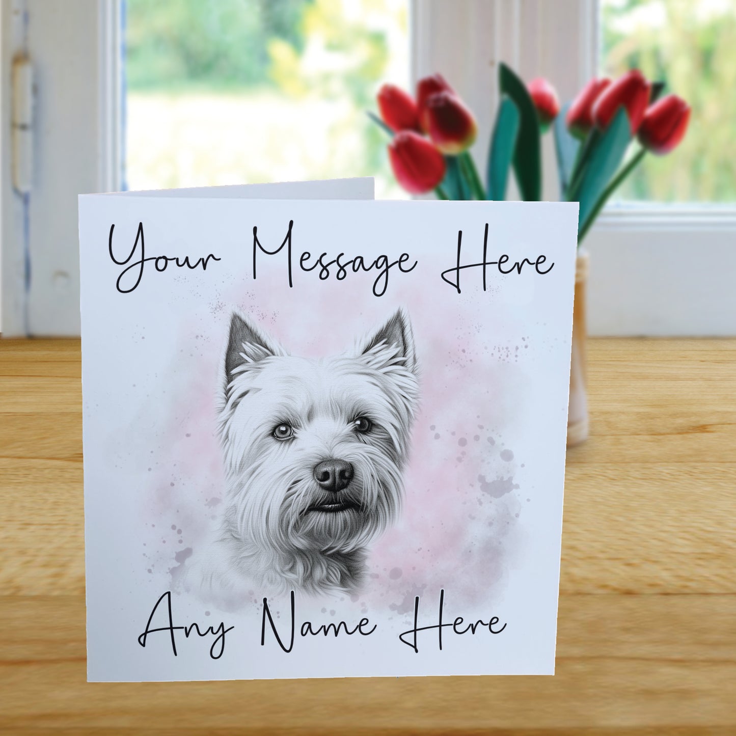 Personalised West Highland Terrier Dog Card - Custom Hand Drawn Sketched Dog Art