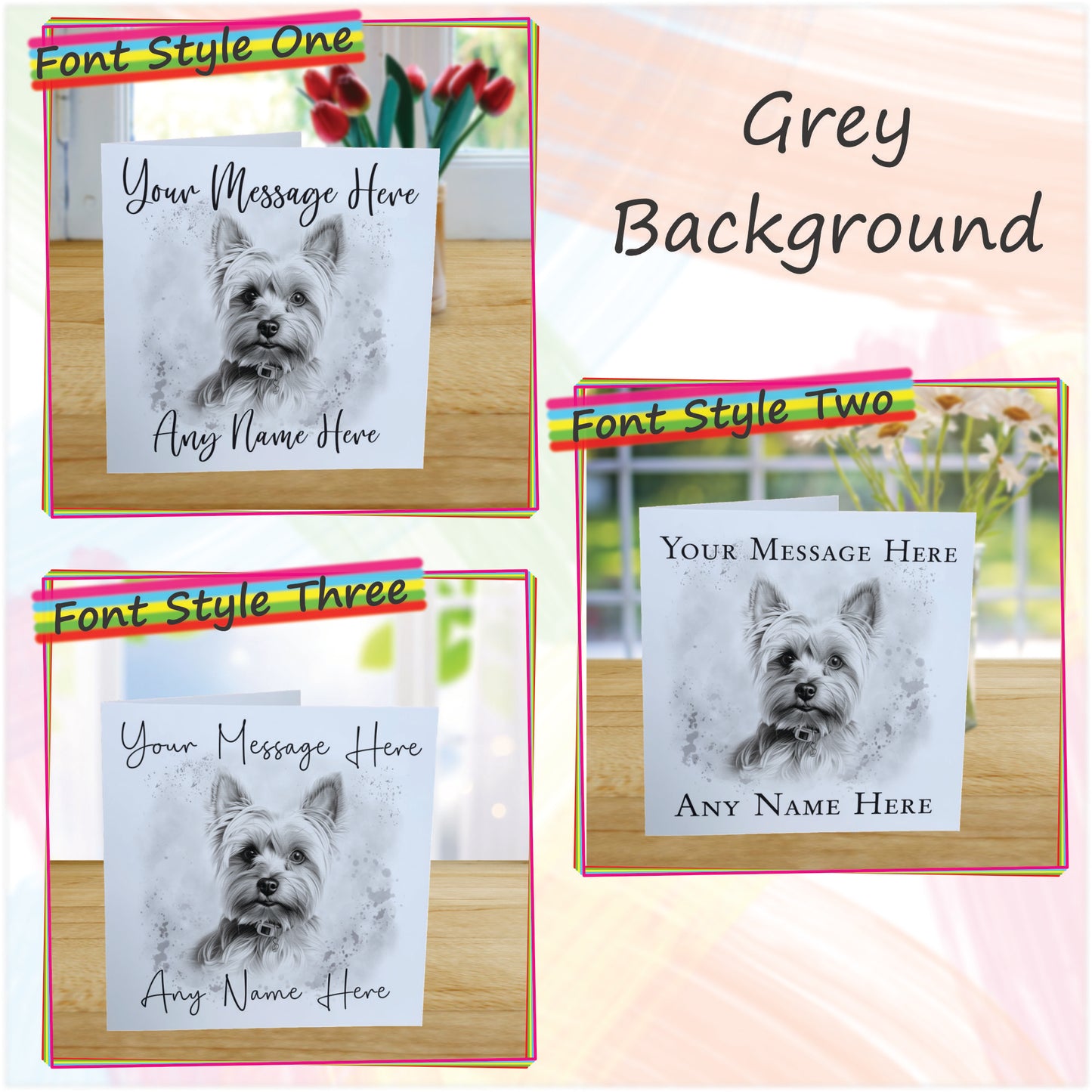 Personalised Yorkshire Terrier Dog Card - Custom Hand Drawn Sketched Dog Art