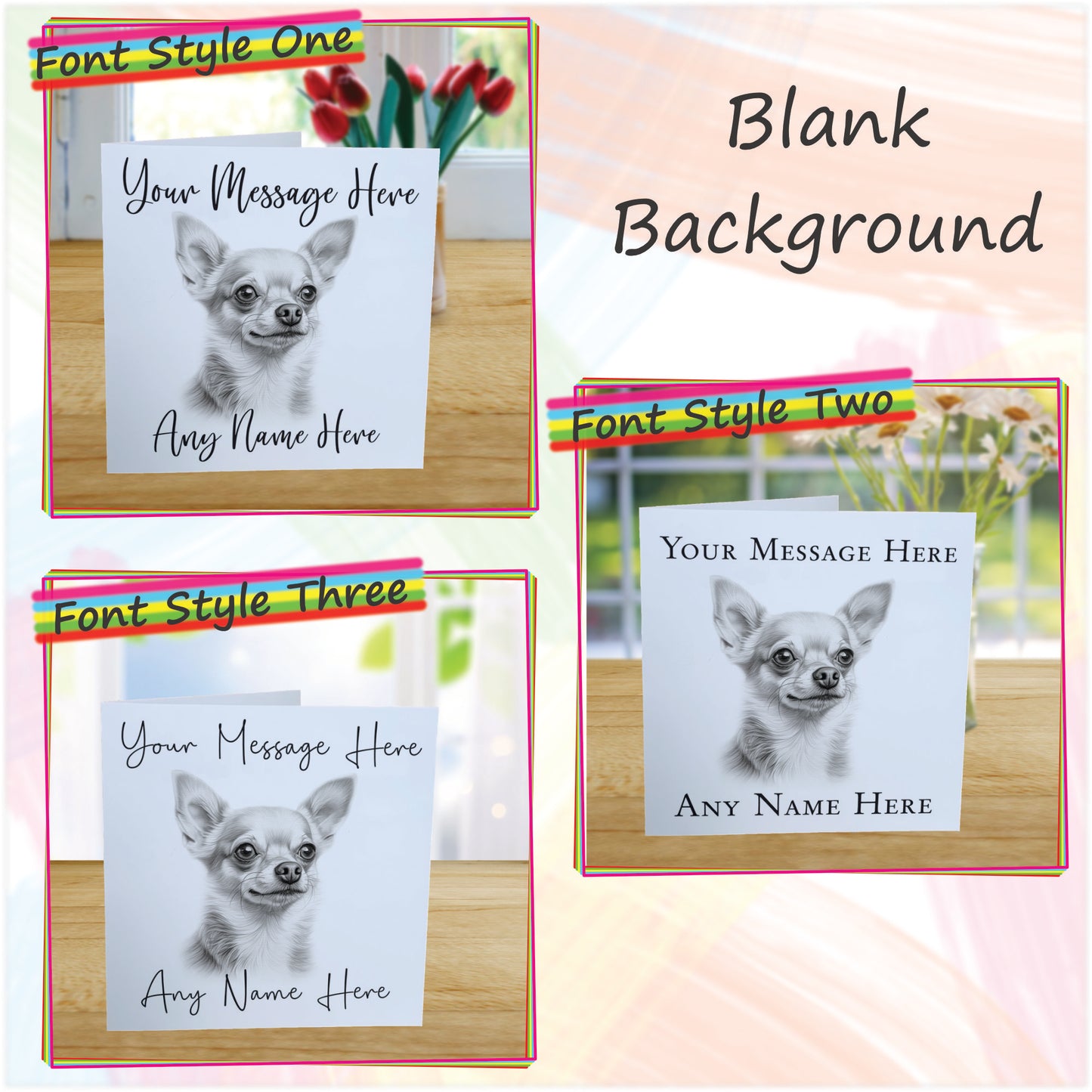 Personalised Chihuahua Dog Card - Custom Hand Drawn Sketched Dog Art