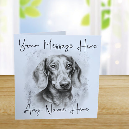 Personalised Daschund Dog Card - Custom Hand Drawn Sketched Dog Art