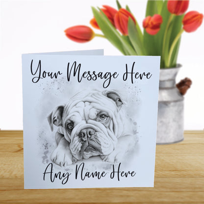 Personalised English Bulldog Card - Custom Hand Drawn Sketched Dog Art