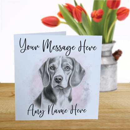 Personalised Beagle Dog Card - Custom Hand Drawn Sketched Dog Art