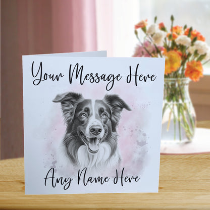 Personalised Border Collie Dog Card - Custom Hand Drawn Sketched Dog Art