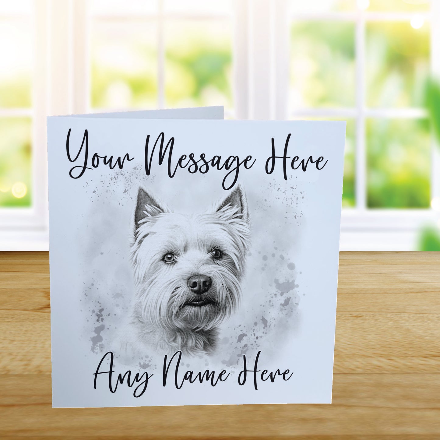 Personalised West Highland Terrier Dog Card - Custom Hand Drawn Sketched Dog Art