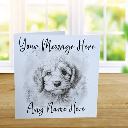 Personalised Cockerpoo Dog Card - Custom Hand Drawn Sketched Dog Art